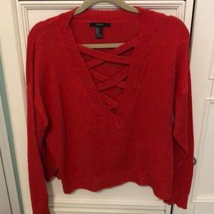 Red vneck sweater